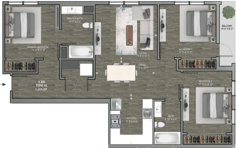 Pine on Gramercy Type 1 floor plan