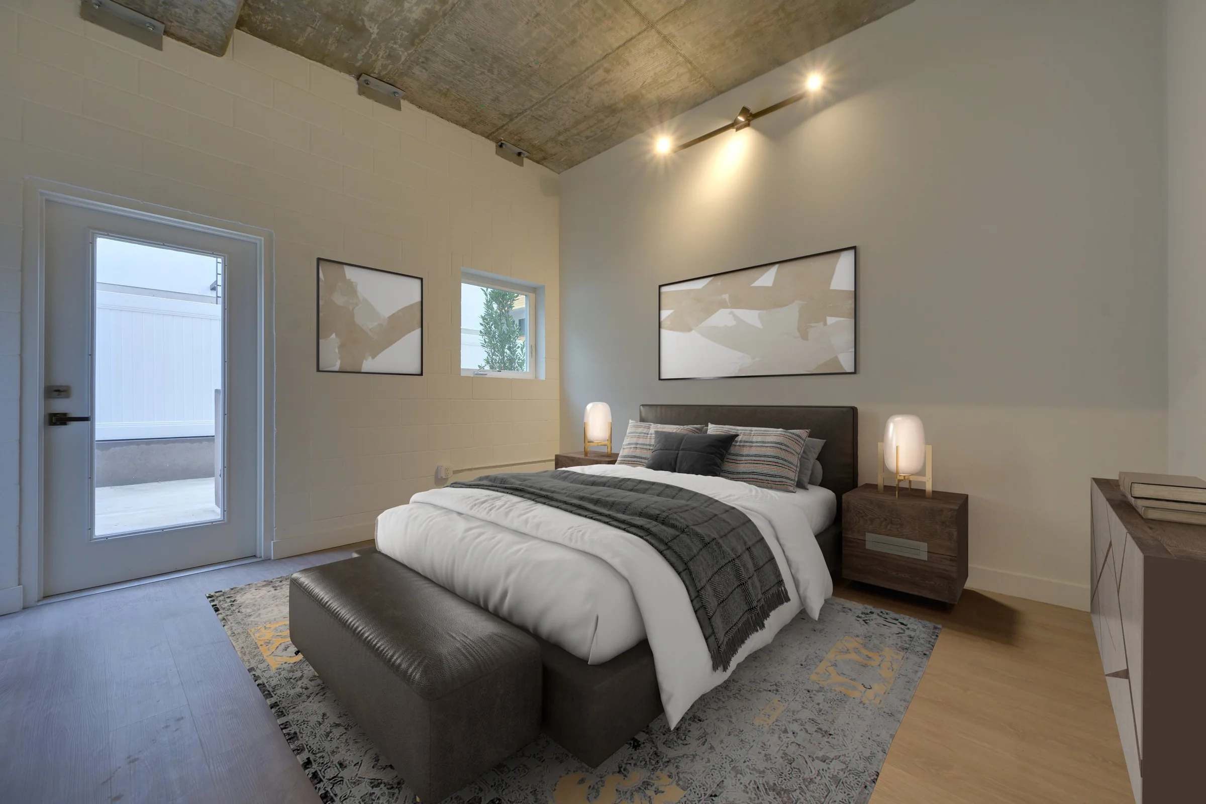 Pine on Gramercy bedroom opening to private outdoor space