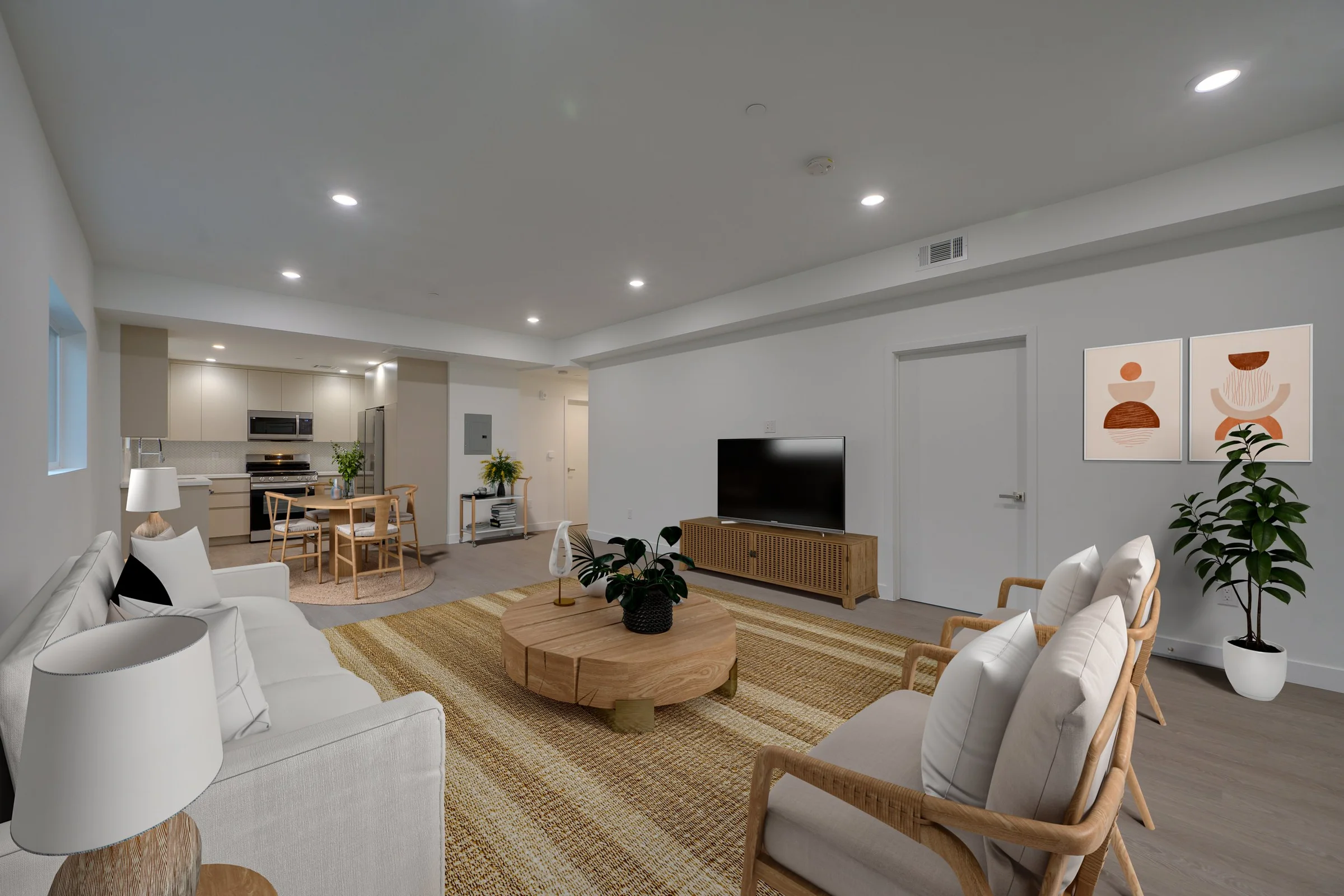 Wide Pine on Gramercy living room and dining area
